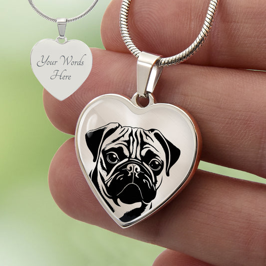 Custom Pug Heart Necklace