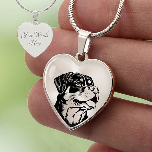 Custom Rottweiler Heart Necklace
