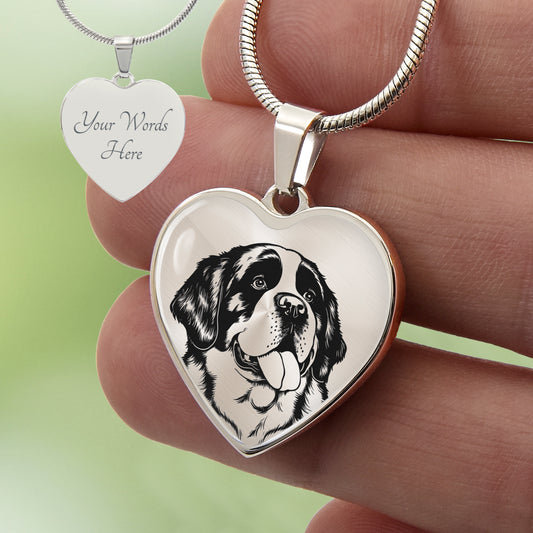 Custom Saint Bernard Heart Necklace