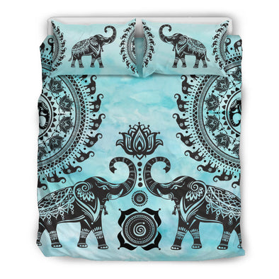 Turquoise Elephant Mandala Bedding Set