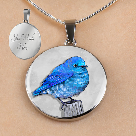 Personalized Mountain Bluebird Necklace, Bluebird Jewelry