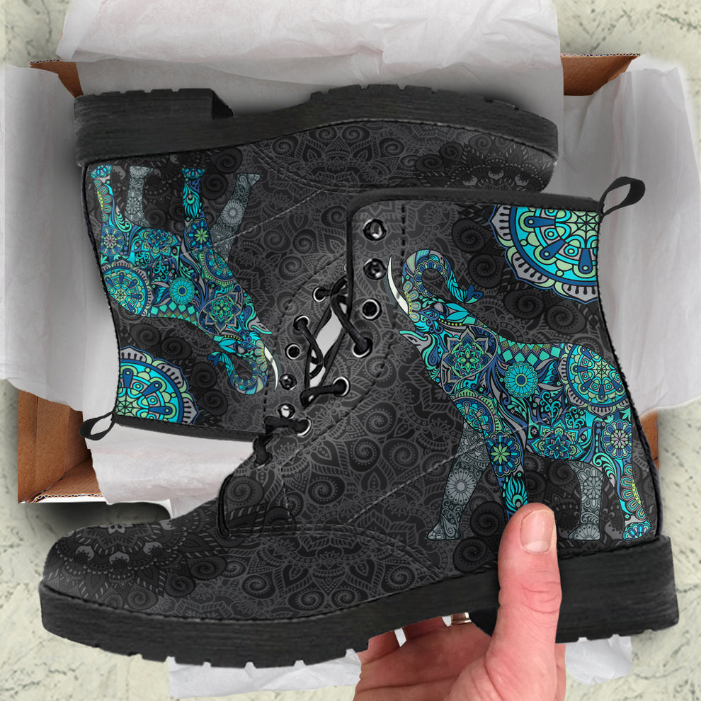 Tropical Pineapple Buddha Elephant Print Men Women Leather Boots main image 1