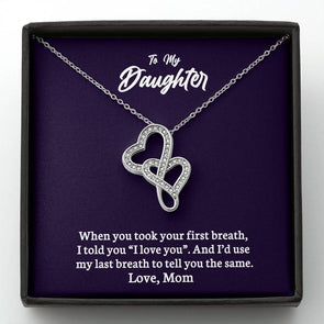 To My Daughter - Double Heart Necklace