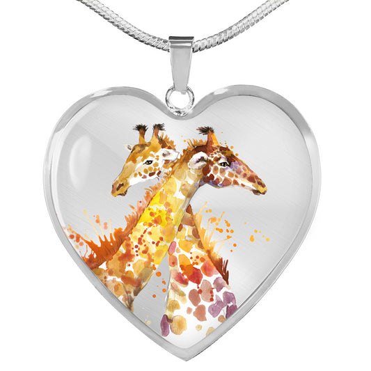 Personalized Giraffe Necklace - Heart Necklace