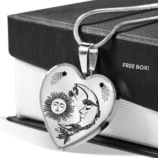 Bohemian Sun & Moon - Heart Necklace
