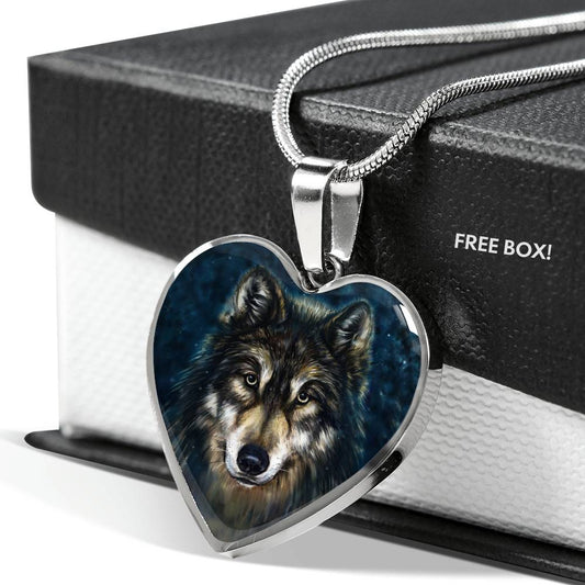 Spiritual Wolf - Heart Necklace