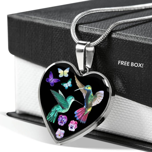 Wild Hummingbird - Heart Necklace