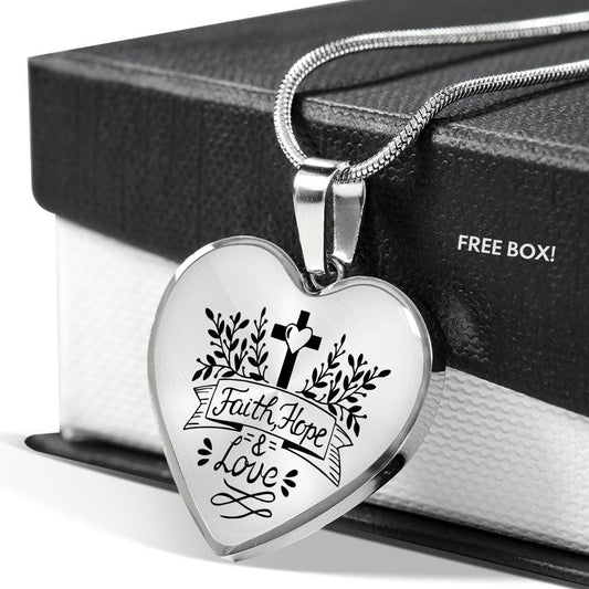 Faith, Hope & Love - Heart Necklace