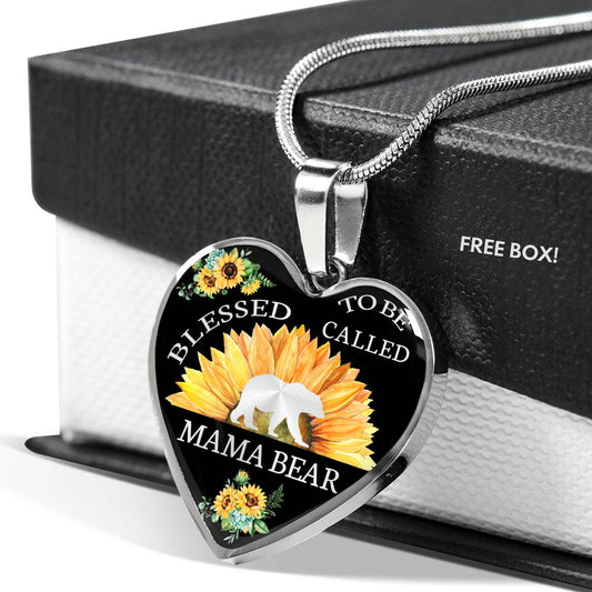 Mama Bear - Sunflower Heart Necklace
