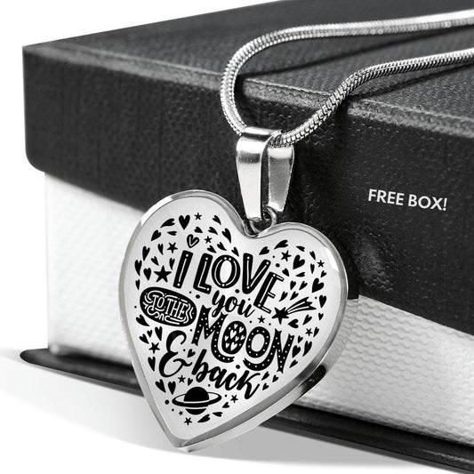 I Love You To The Moon And Back - Heart Necklace