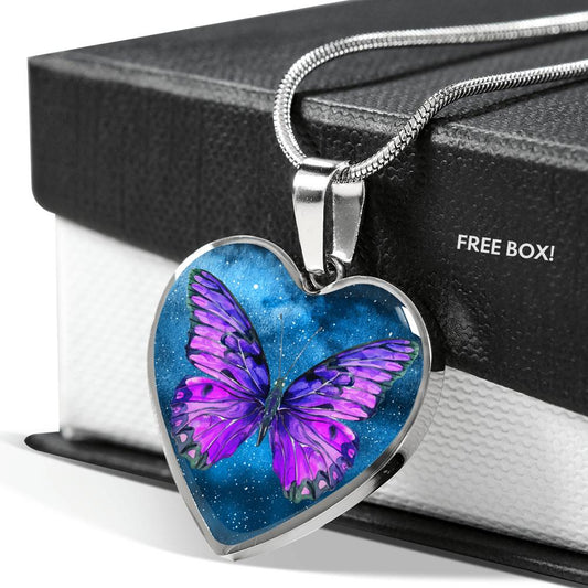 Butterfly Galaxy - Heart Necklace