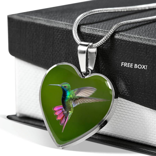Wild Hummingbird - Heart Necklace