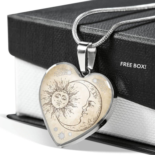 Spiritual Sun & Moon - Heart Necklace