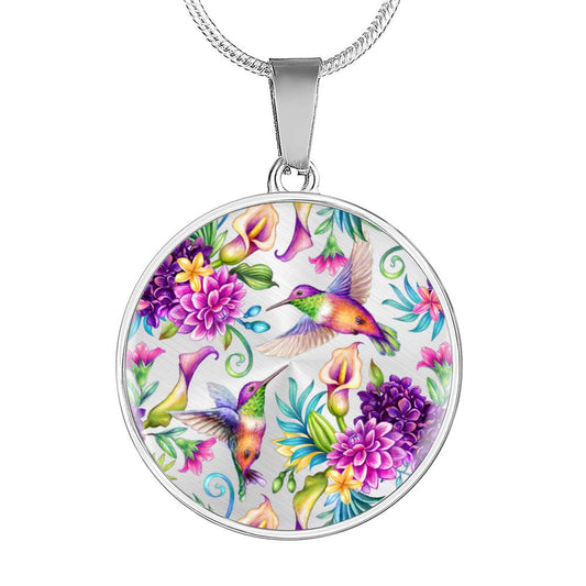 Watercolor Hummingbird - Circle Necklace