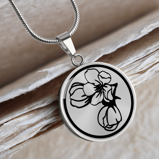 Personalized Arkansas State Flower Necklace, Apple Blossom Jewelry