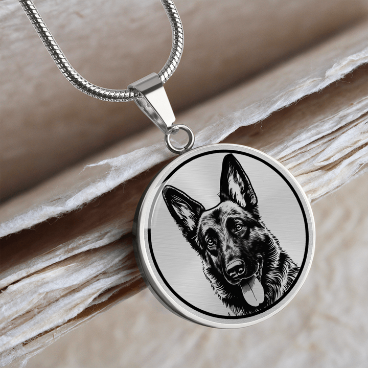 Playful Pup Diamond Pendant Necklace - German Shepherd