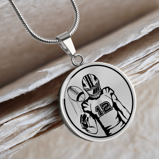 Personalized Football2 Circle Necklace