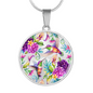 Watercolor Hummingbird - Circle Necklace