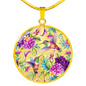 Watercolor Hummingbird - Circle Necklace