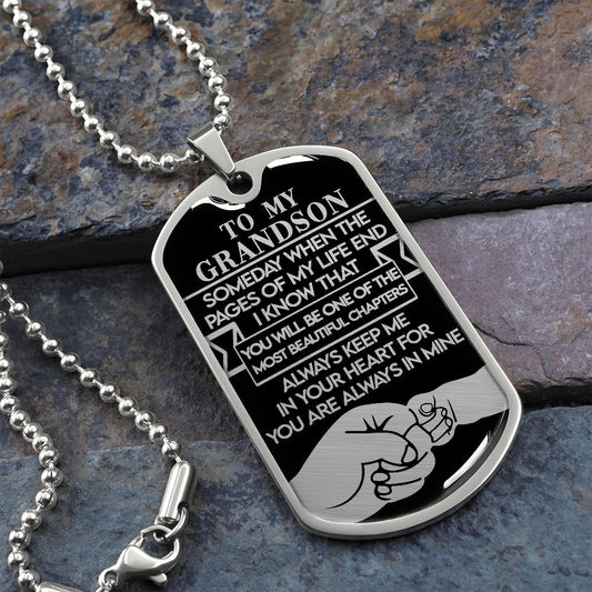To My Grandson - Personalized Military Chain Necklace