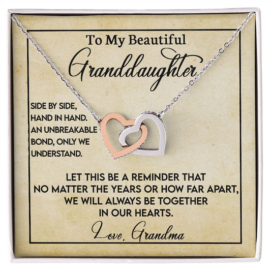 To My Granddaughter - Interlocking Hearts Necklace
