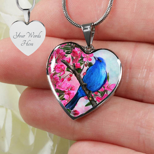 Personalized Blue Bird Necklace, Bird Watching Necklace, Bird Jewelry