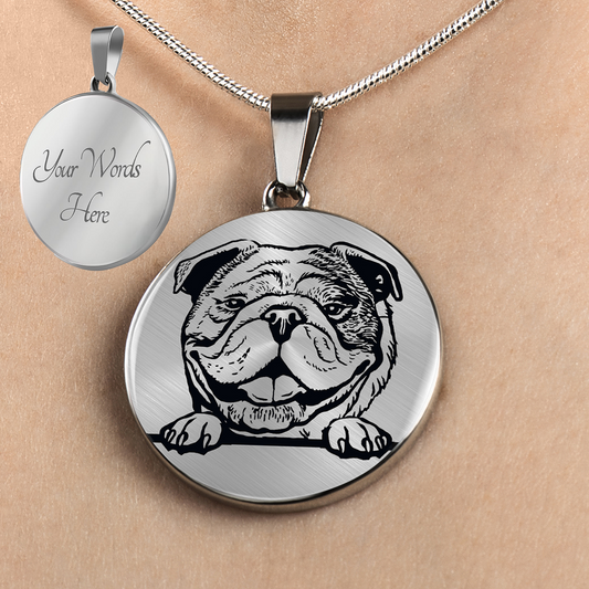 English Bulldog Personalized Necklace, English Bulldog Gift, English Bulldog Jewelry