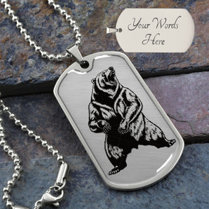 Men's Personalized Grizzly Bear Necklace