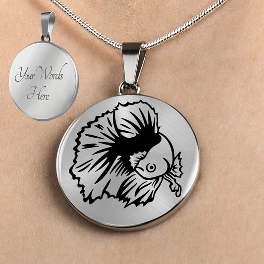 Personalized Betta Fish Necklace, Fighting Fish Necklace