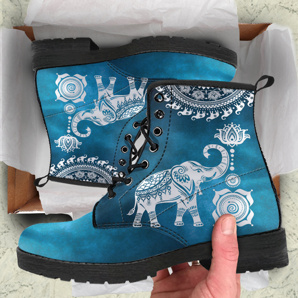 Blue Mandala Elephant Boots