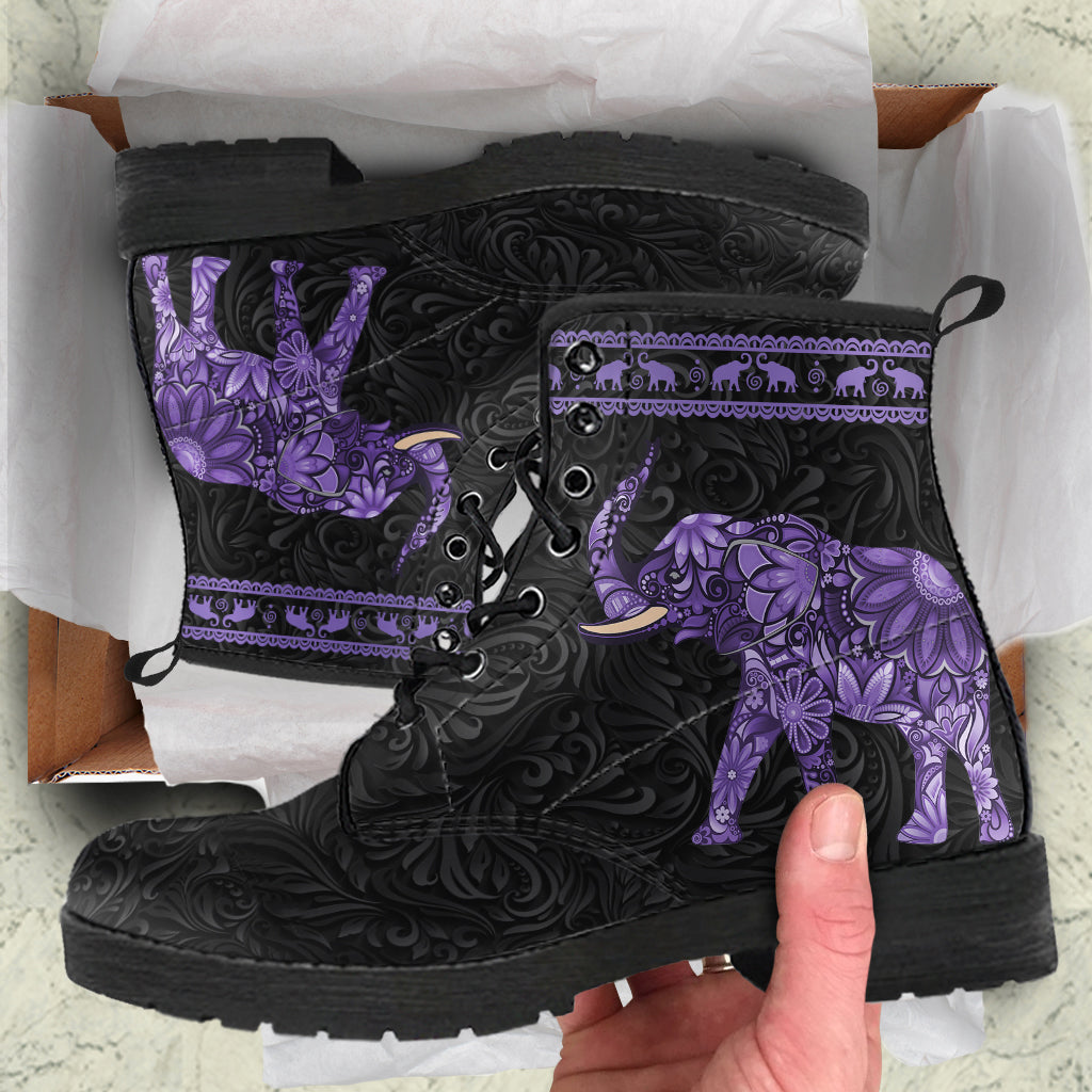 Purple Bohemian Elephant Boots | woodation.myshopify.com