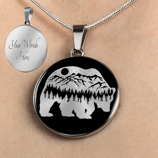 Personalized Bear Necklace, Bear Jewelry, Bear Pendant, Bear Gift