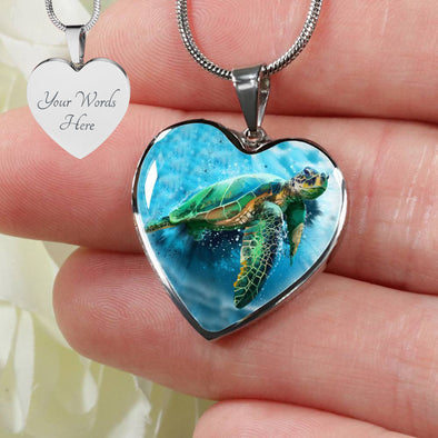 Personalized Sea Turtle Necklace, Sea Turtle Jewelry, Sea Turtle Gift