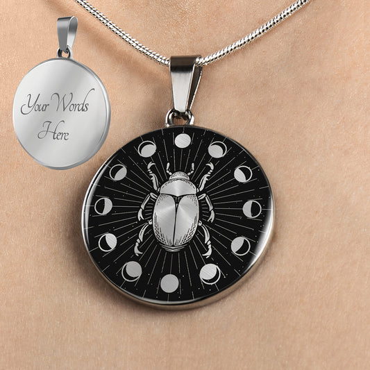 Personalized Beetle Necklace, Scarab Necklace, Beetle Jewelry