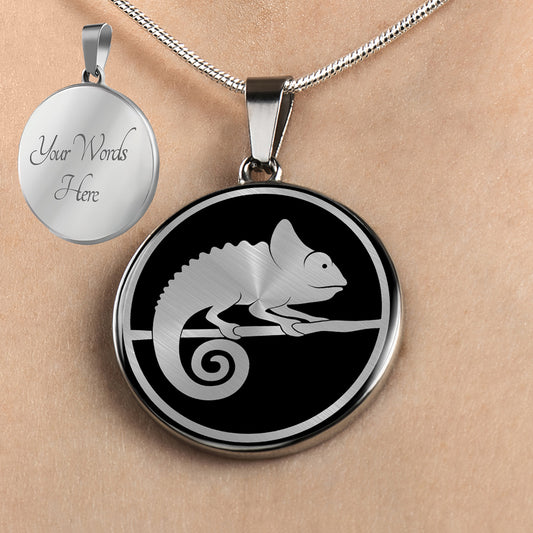 Personalized Chameleon Necklace, Chameleon Jewelry, Chameleon Gift