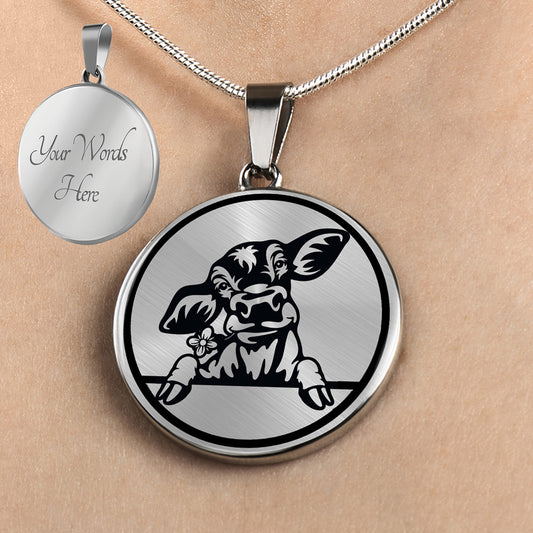 Personalized Cow Necklace, Calf Jewelry, Cow Gift