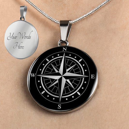 Personalized Compass Necklace, Travel Jewelry, Compass Gift