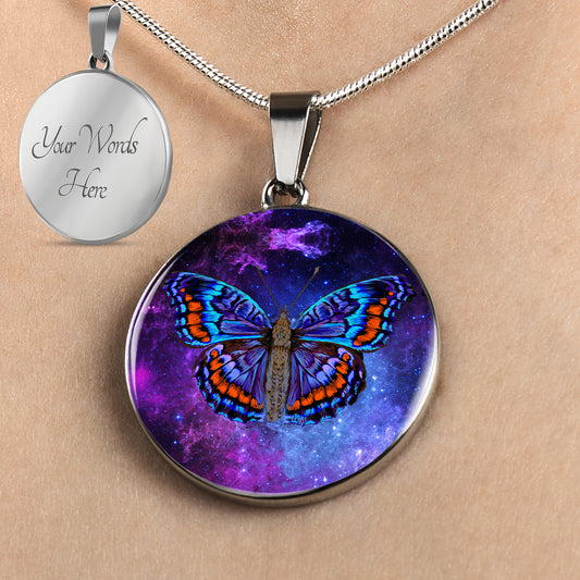 Personalized Butterfly Galaxy Necklace, Butterfly Jewelry