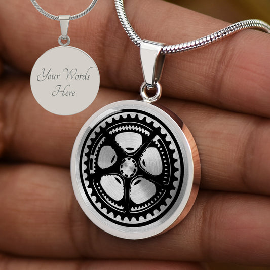 Personalized Bicycle Gear Necklace, Cycling Gift