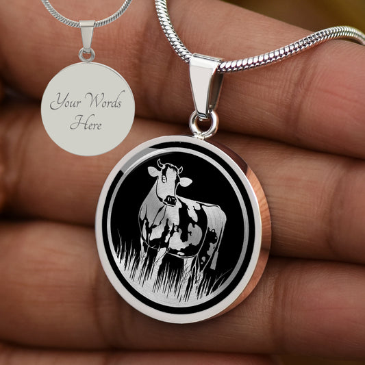 Personalized Cow Necklace, Farm Gift