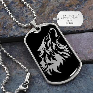 Men's Personalized Wolf Necklace, Wolf Gift, Wolf Jewelry