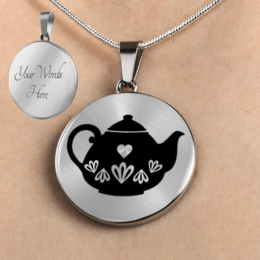 Personalized Teapot Necklace, Teapot Jewelry, Teapot Gift, Tea Lovers Necklace