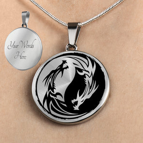 Personalized Dragon Yin Yang Necklace, Dragon Jewelry