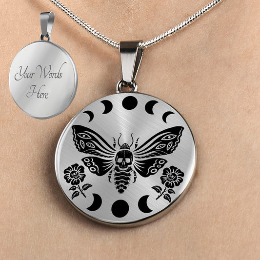 Personalized Death's Head Hawk Moth Necklace, Hawk Moth Jewelry