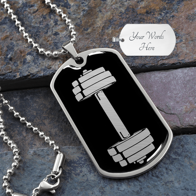 Men's Personalized Dumbbell Necklace, Dumbbell Jewelry, Weightlifting Necklace