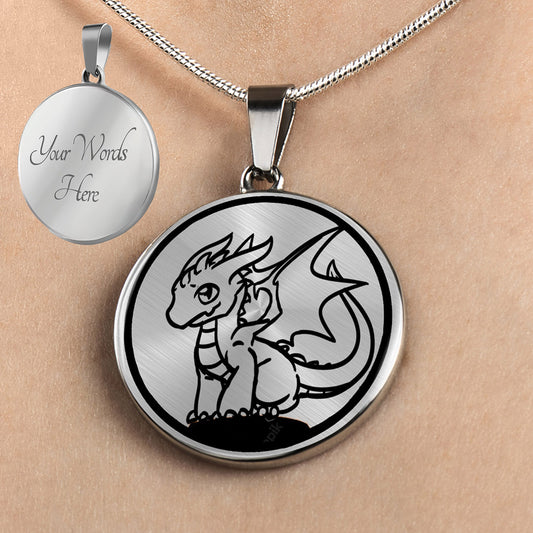 Personalized Baby Dragon Necklace, Baby Dragon Jewelry