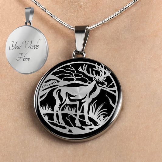 Personalized Deer Necklace, Deer Jewelry, Deer Gift