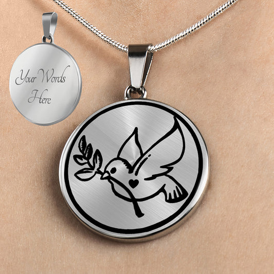 Personalized Peace Dove Necklace, Dove Jewelry