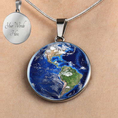 Personalized Planet Earth Necklace, Planet Jewelry