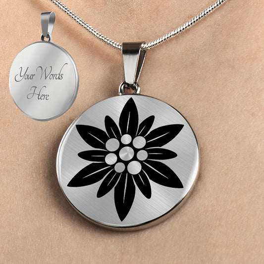 Personalized Edelweiss Necklace, Edelweiss Flower Gift